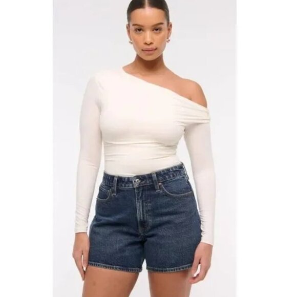 Abercrombie & Fitch The Dad Short High Rise Curve Love Denim Jean Shorts NWOT - Picture 1 of 9
